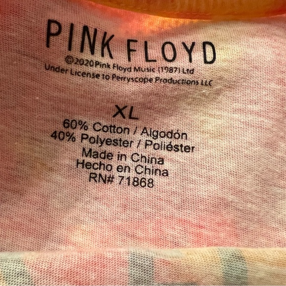 Pink Floyd The Dark Side of the Moon Rainbow Tie Dye Crop Top NWOT Size XL - Picture 5 of 5